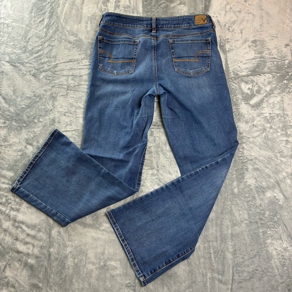 American Eagle Favorite Boyfriend Jeans Womens 12 Regular Mid Rise Wide Leg Blue - Picture 3 of 16